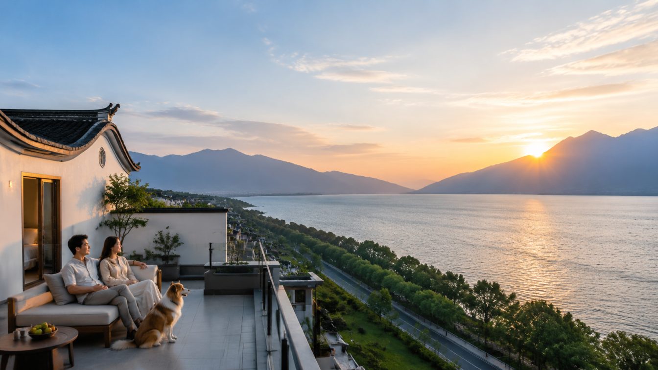 云龙县携宠住进洱海落日